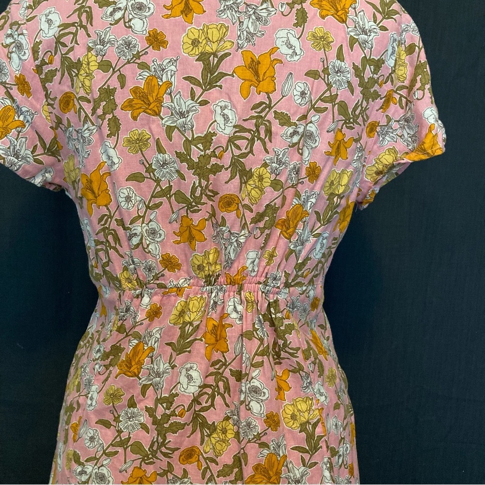 Cynthia Rowley Linen + Rayon Pink & Orange Floral Fit & Flare Mini Dress - Picture 6 of 15